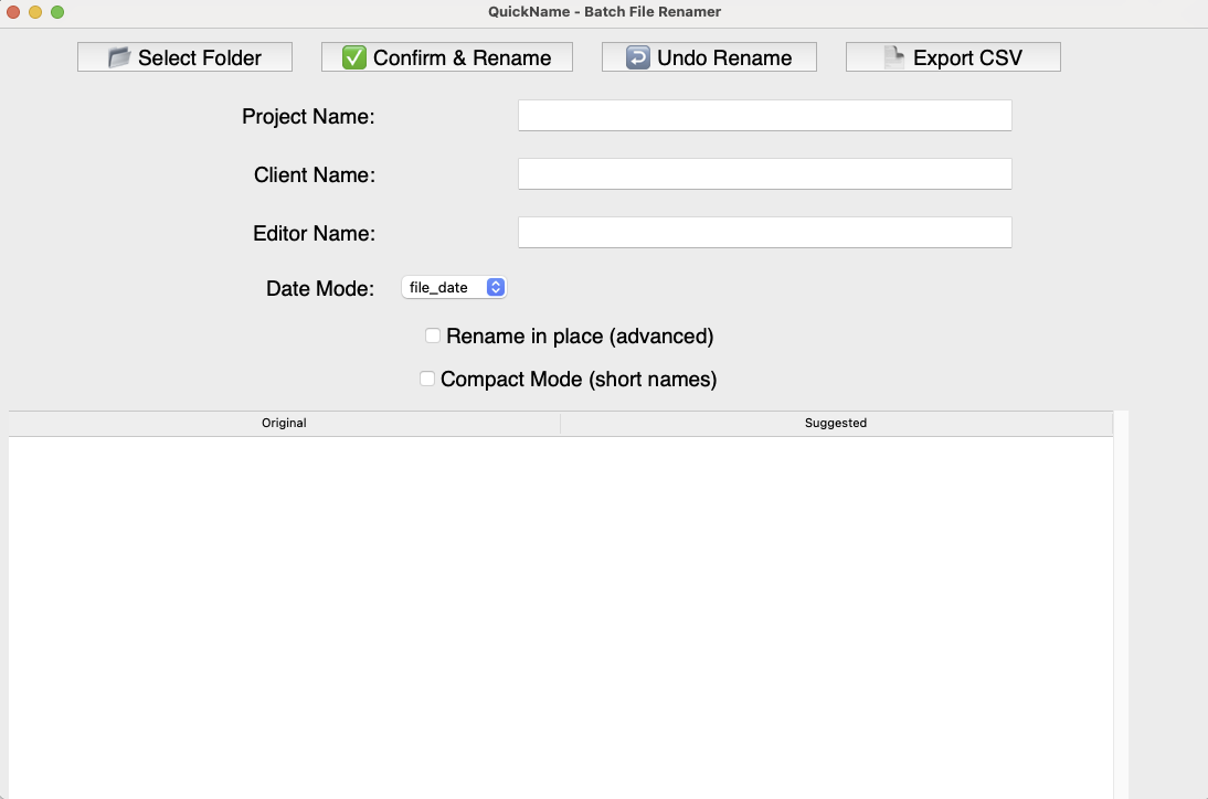 QuickName app screenshot